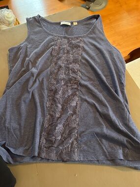 Avenue Navy Blue Lace-Front Sleeveless Tank Top